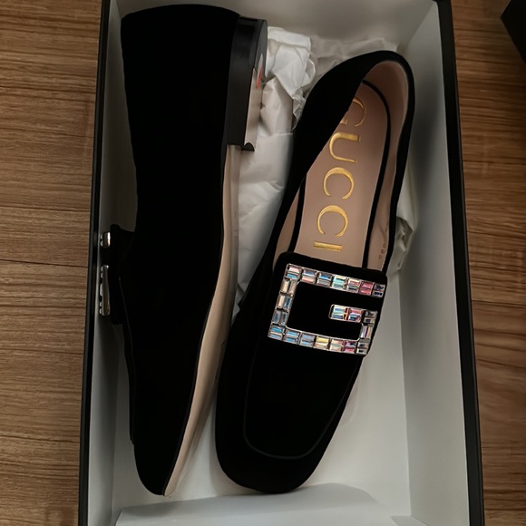 - Gucci Softy Velvet Crystal G Loafer Mocassin 39 Black - Picture 7 of 16